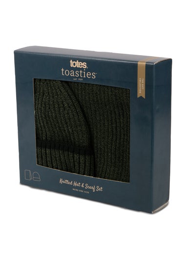 Totes Isotoner Khaki Hat & Scarf Gift Set