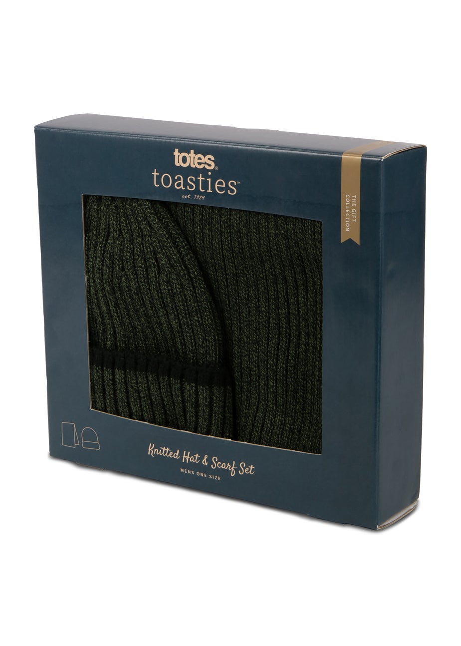 Totes Isotoner Khaki Hat & Scarf Gift Set