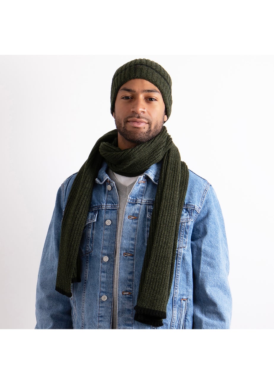 Totes Isotoner Khaki Hat & Scarf Gift Set