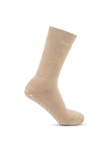 Totes Toasties Ladies Cream Thermal Brushed Original Slipper Socks