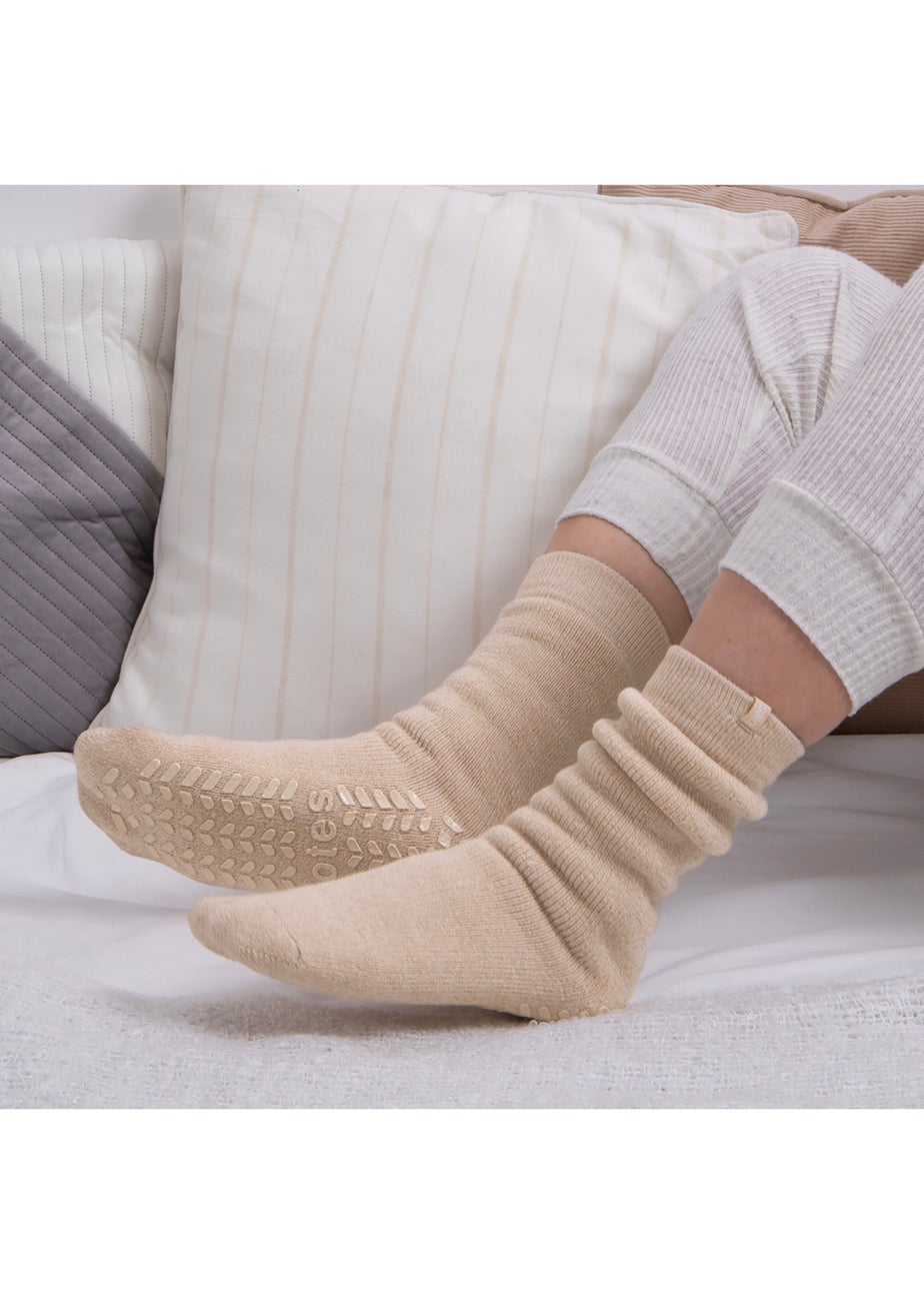 Totes Toasties Ladies Cream Thermal Brushed Original Slipper Socks
