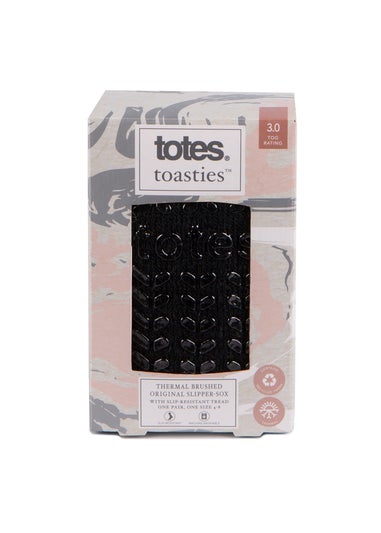 Totes Toasties Ladies Black Recycled 3.0 Tog Thermal Original Slipper Socks