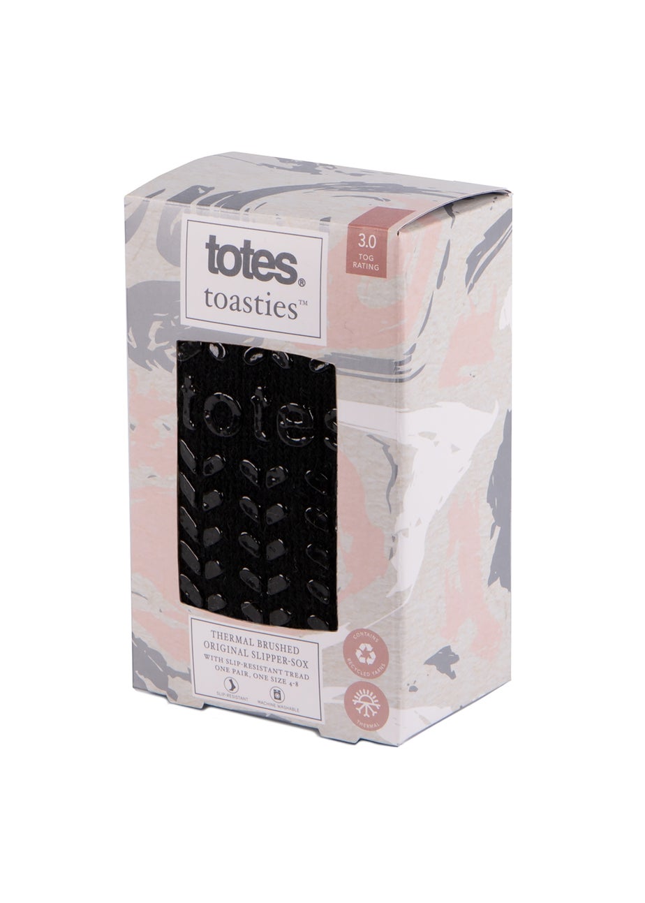 Totes Toasties Ladies Black Recycled 3.0 Tog Thermal Original Slipper Socks