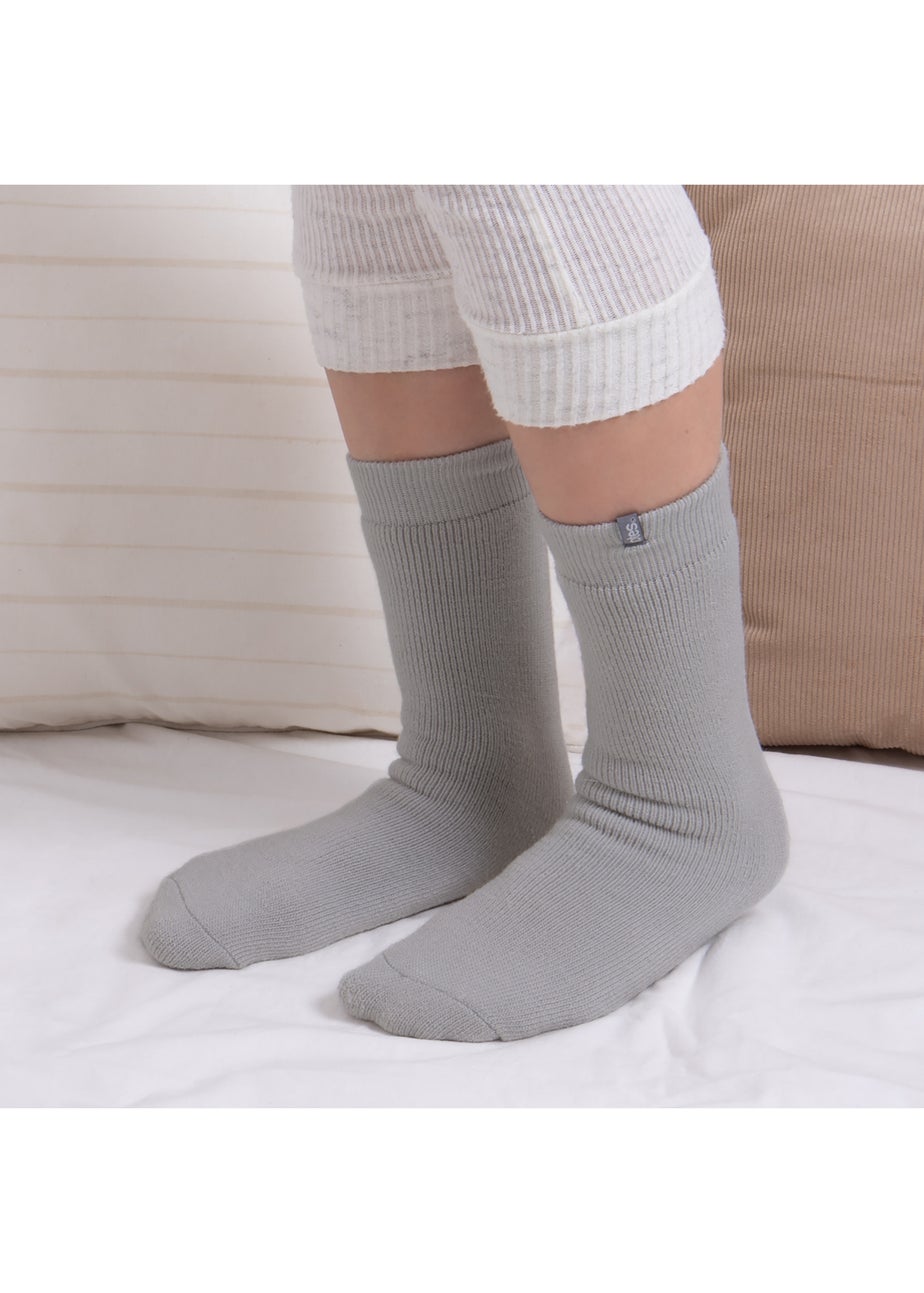 Totes Toasties Ladies Grey Recycled 3.0 Tog Thermal Original Slipper Socks