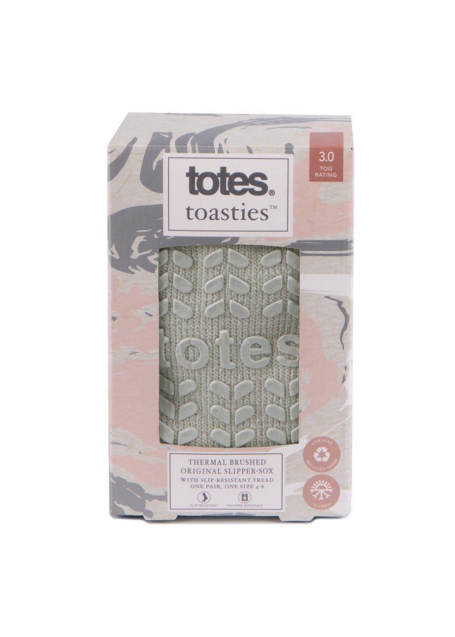 Totes Toasties Ladies Grey Recycled 3.0 Tog Thermal Original Slipper Socks