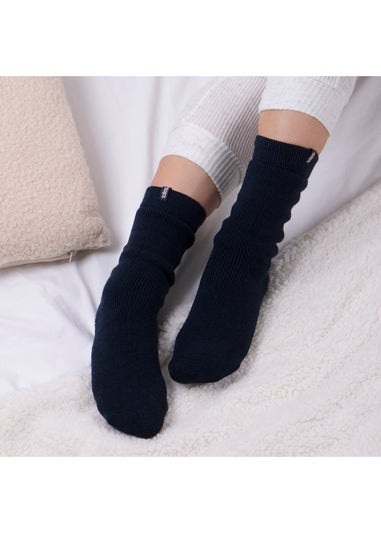 Totes Toasties Ladies Navy Recycled 3.0 Tog Thermal Original Slipper Socks