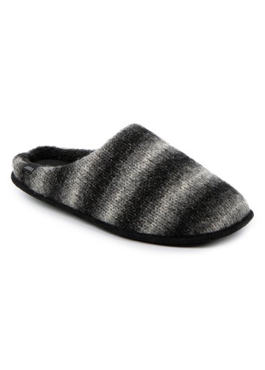 Totes Isotoner Grey Knitted Ombre Mule Slipper