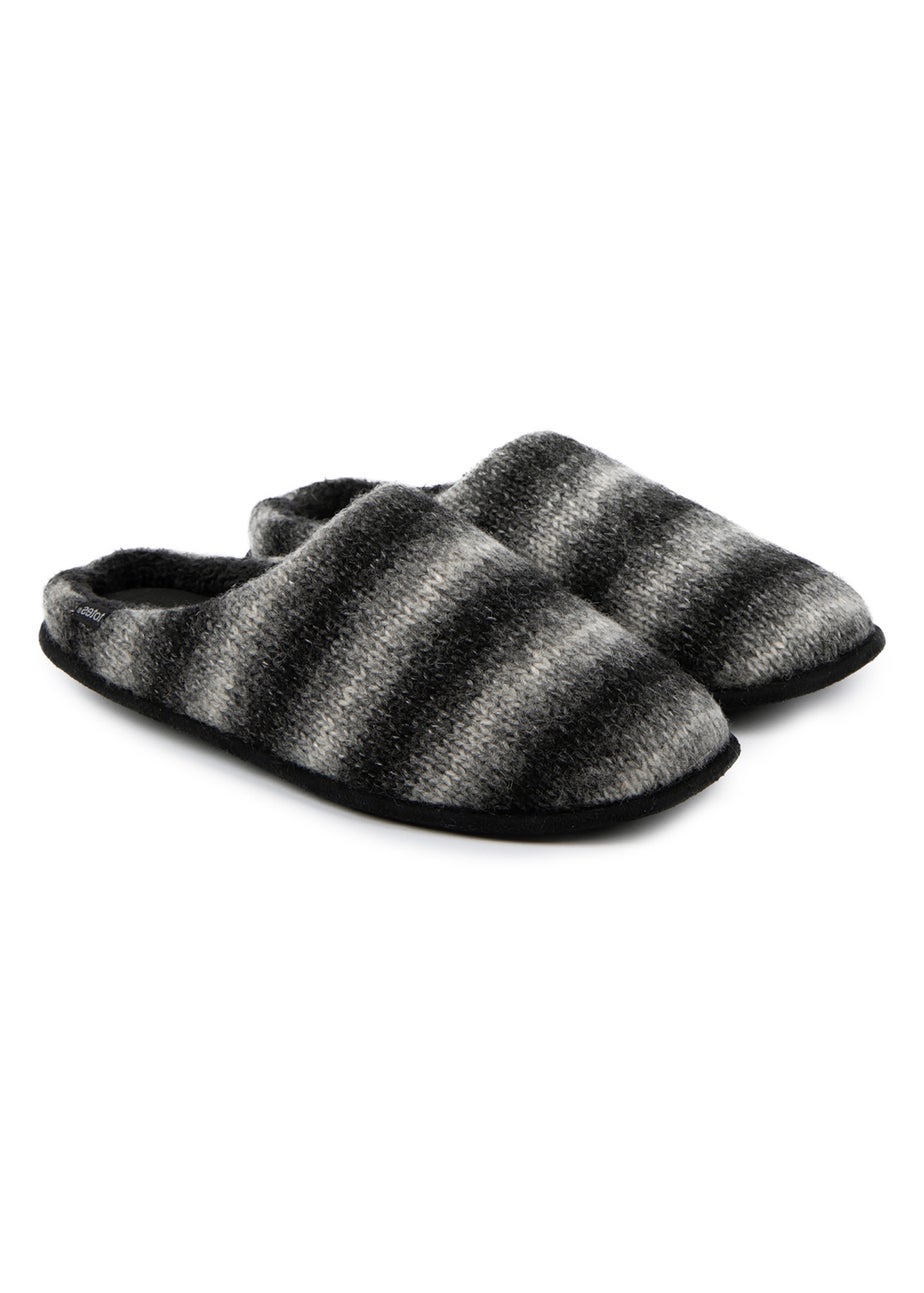 Totes Isotoner Grey Knitted Ombre Mule Slipper