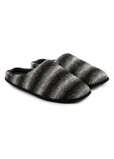 Totes Isotoner Grey Knitted Ombre Mule Slipper