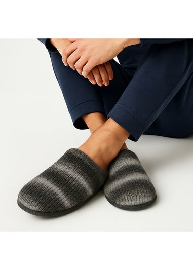 Totes Isotoner Grey Knitted Ombre Mule Slipper