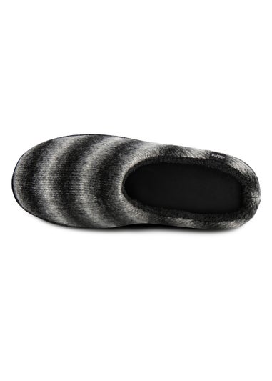 Totes Isotoner Grey Knitted Ombre Mule Slipper