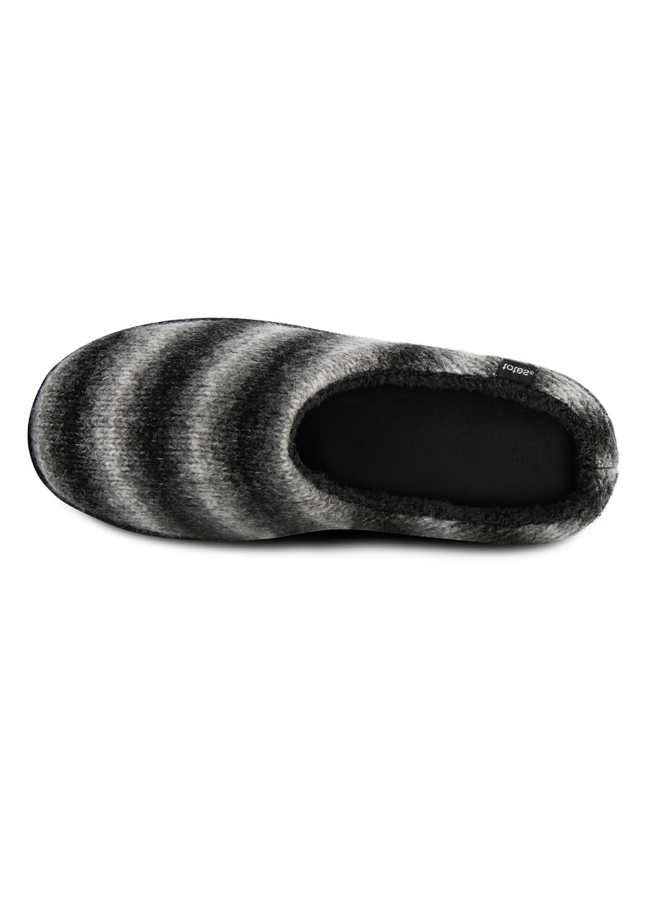 Totes Isotoner Grey Knitted Ombre Mule Slipper