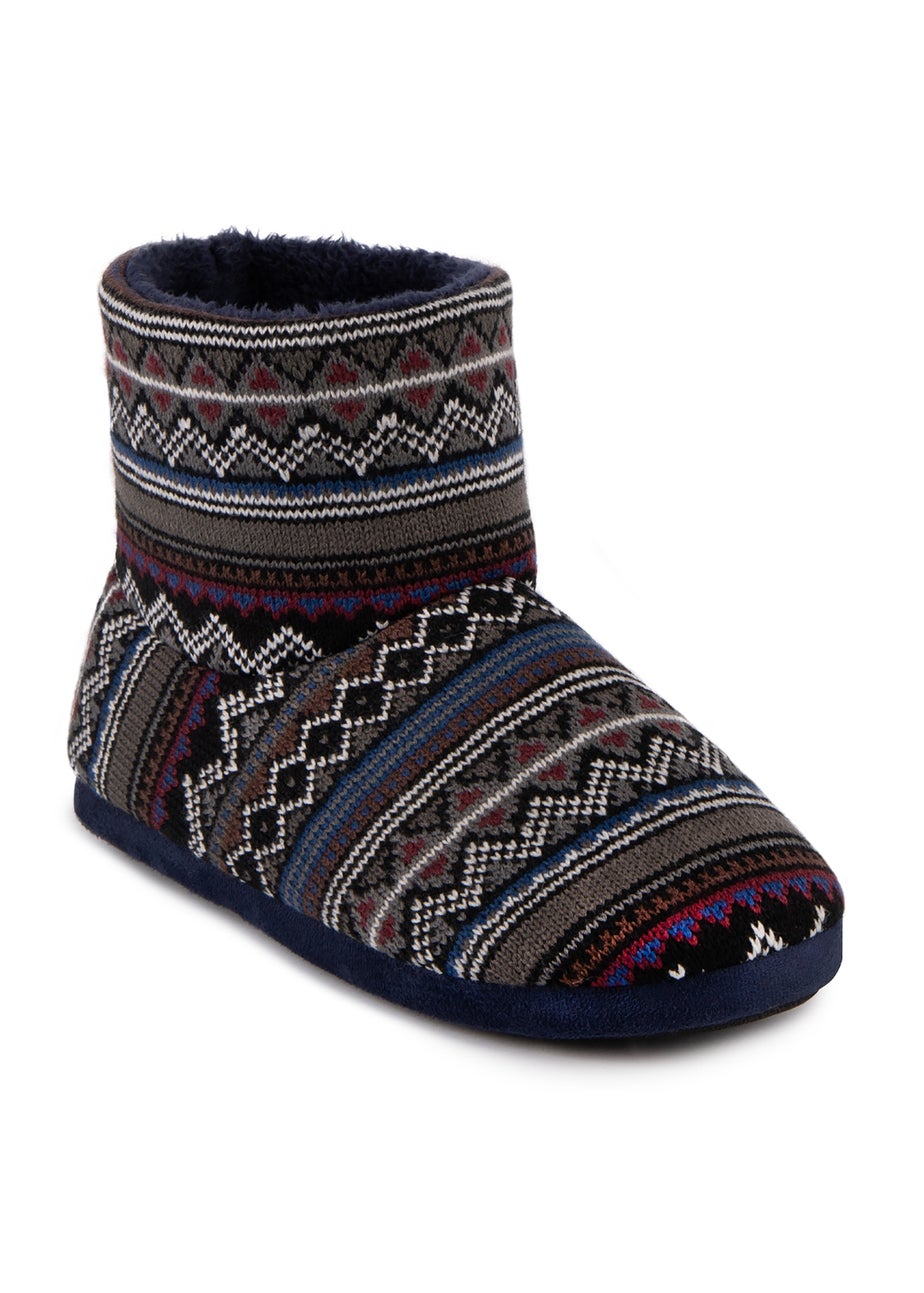 Totes Isotoner Fair Isle Boot Slippers