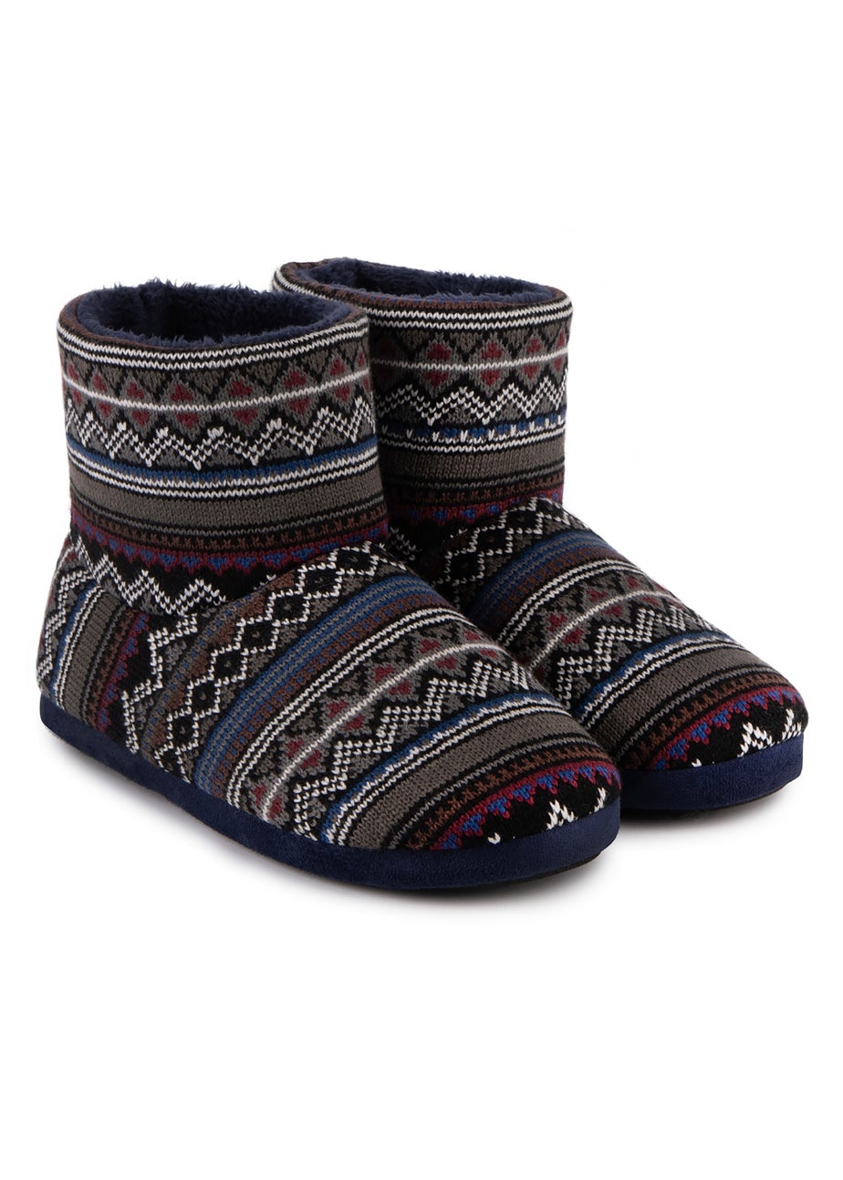 Totes Isotoner Fair Isle Boot Slippers