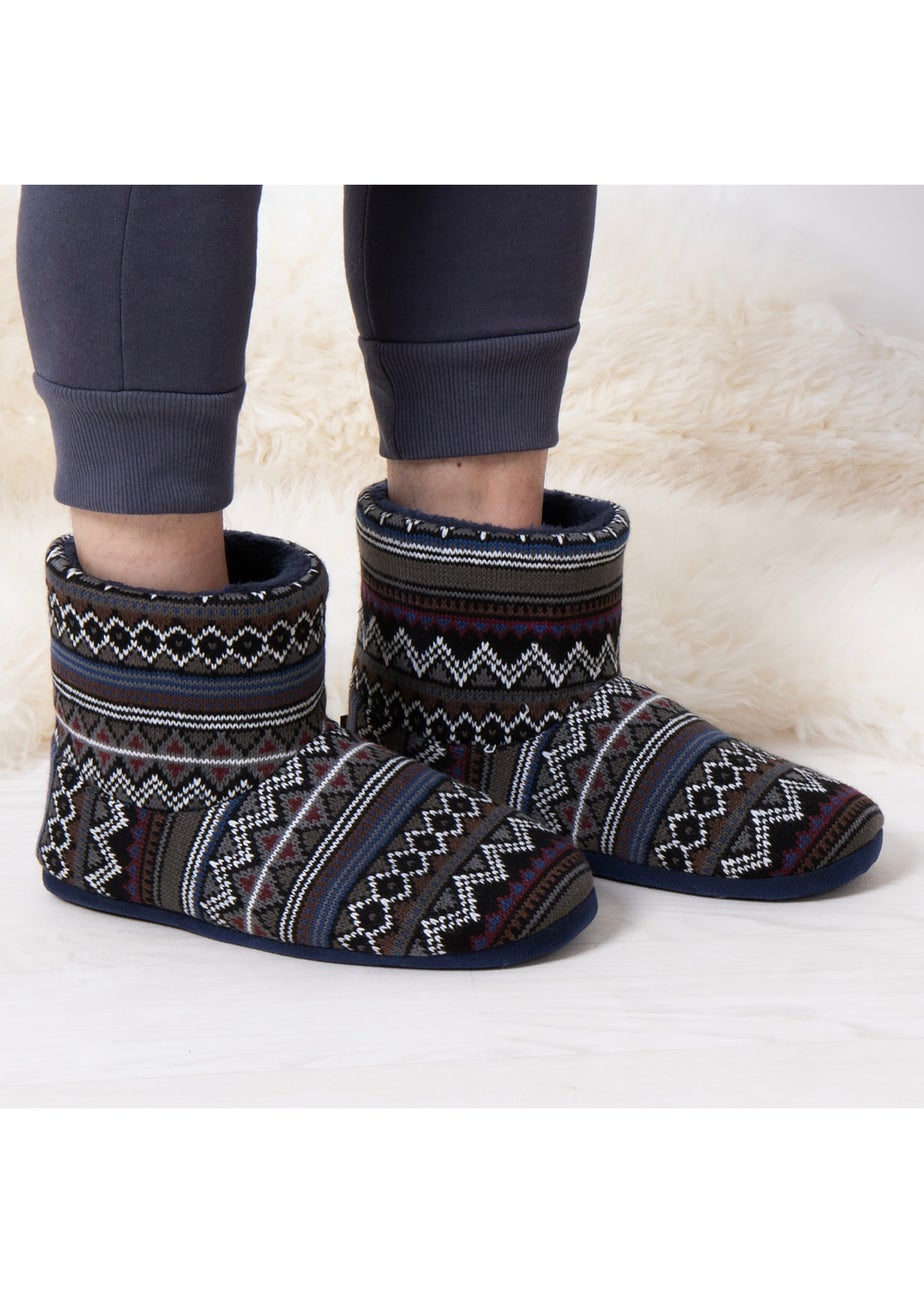 Totes Isotoner Fair Isle Boot Slippers