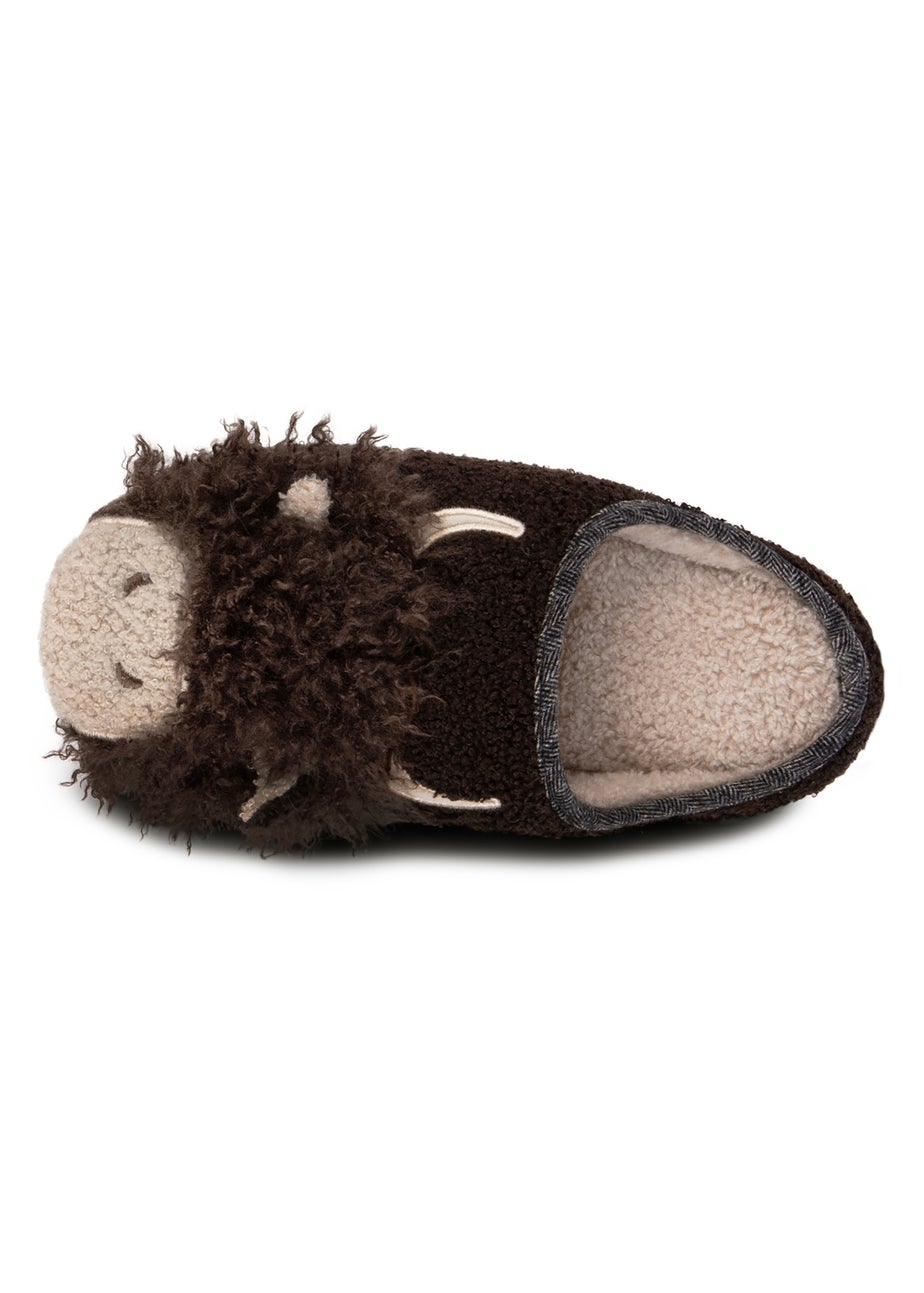 Totes Isotoner Brown Novelty Applique Mule Slippers