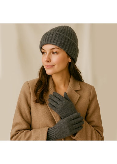 Totes Isotoner Charcoal Knitted Hat & Glove Gift Set