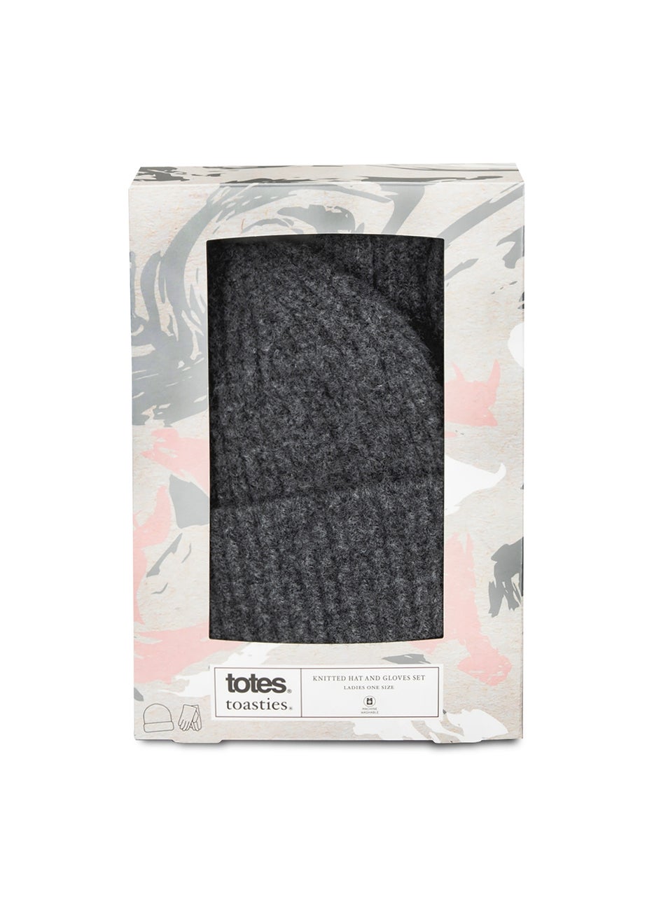 Totes Isotoner Charcoal Knitted Hat & Glove Gift Set