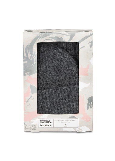 Totes Isotoner Charcoal Knitted Hat & Glove Gift Set