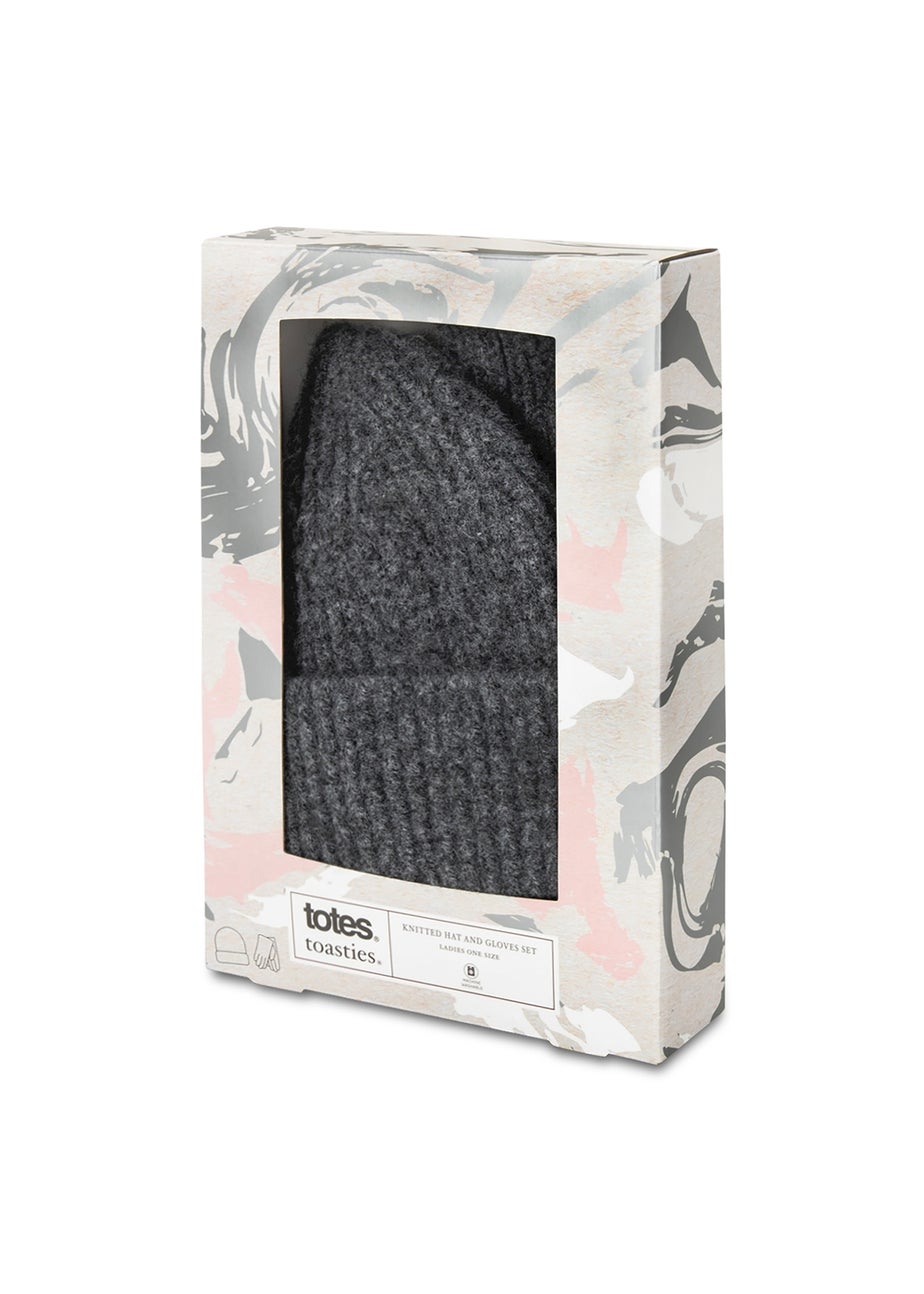 Totes Isotoner Charcoal Knitted Hat & Glove Gift Set