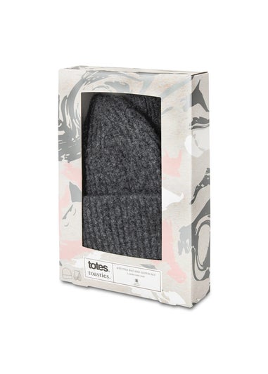 Totes Isotoner Charcoal Knitted Hat & Glove Gift Set