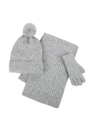 Totes Isotoner  Grey Hat Scarf & Glove Gift Set