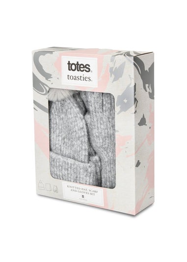 Totes Isotoner  Grey Hat Scarf & Glove Gift Set