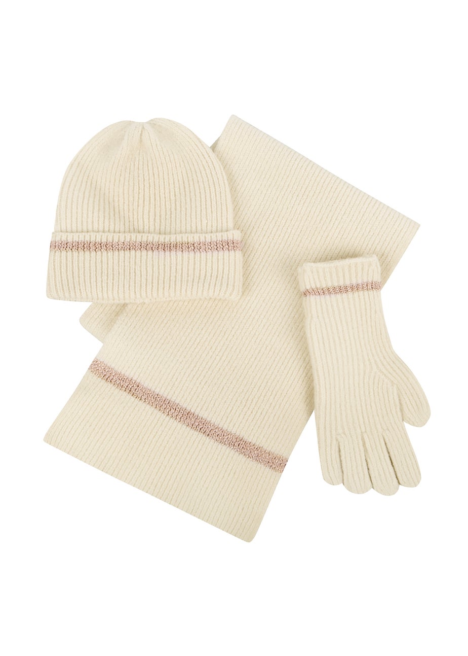 Totes Isotoner Oat Knitted Hat Scarf & Glove Gift Set