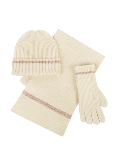 Totes Isotoner Oat Knitted Hat Scarf & Glove Gift Set