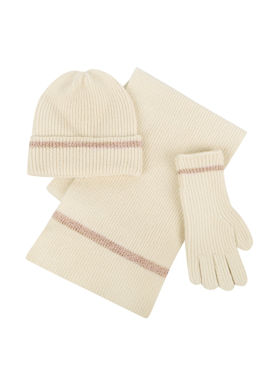 Totes Isotoner Oat Knitted Hat Scarf & Glove Gift Set