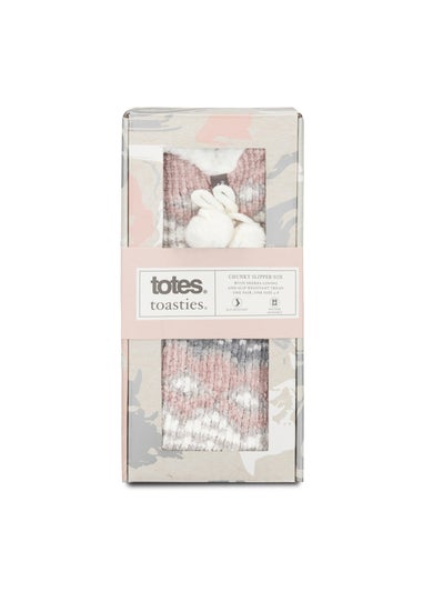 Totes Toasties Ladies Chenille Crop Knitted Slipper Socks