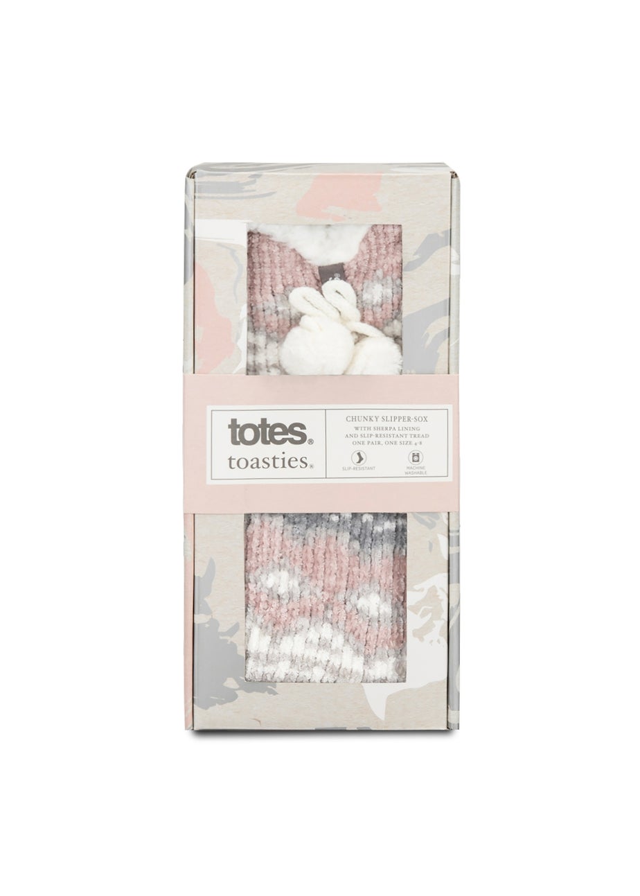 Totes Toasties Ladies Chenille Crop Knitted Slipper Socks