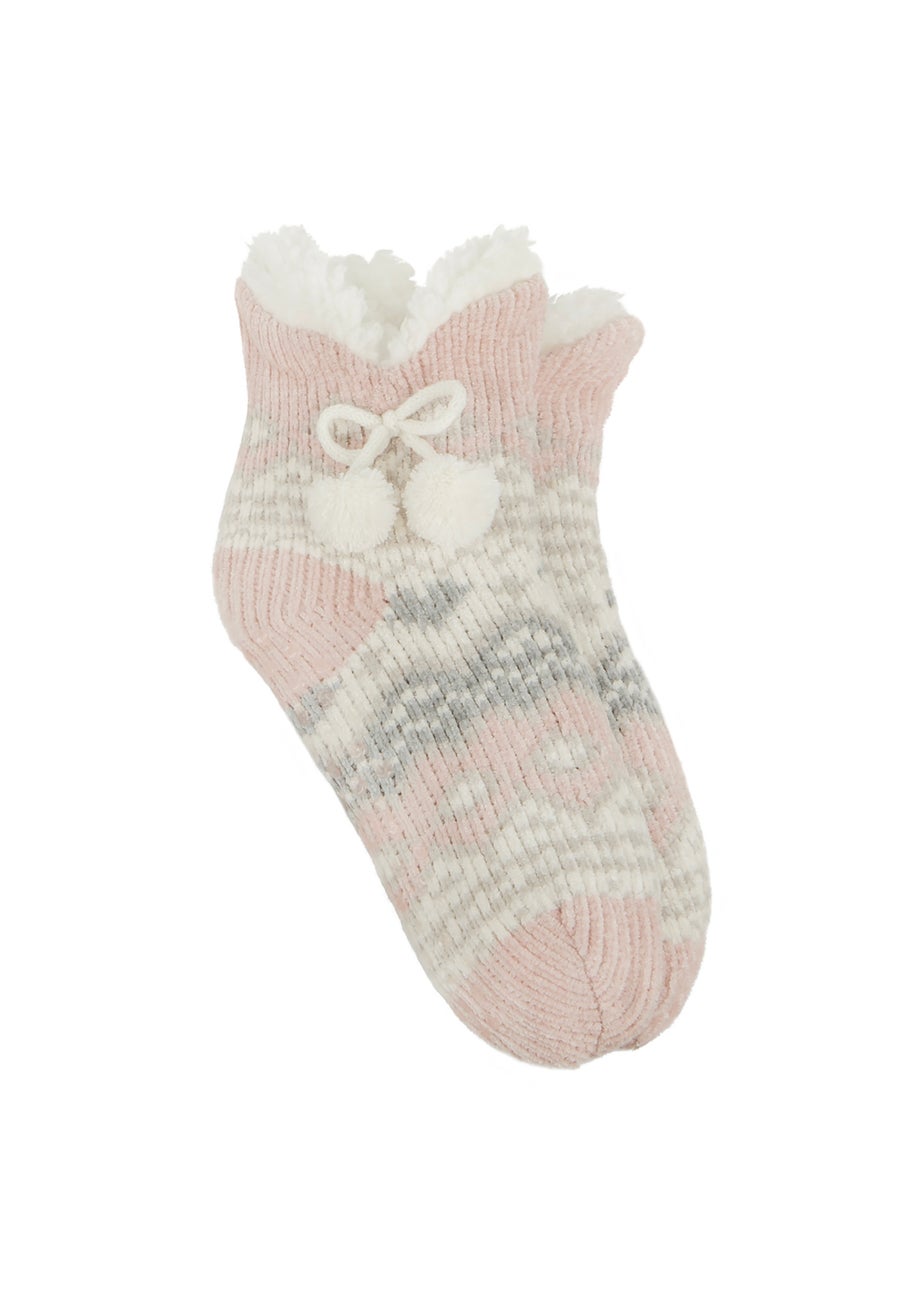 Totes Toasties Ladies Chenille Crop Knitted Slipper Socks