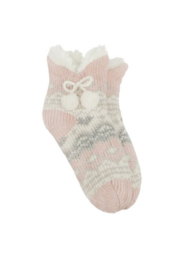 Totes Toasties Ladies Chenille Crop Knitted Slipper Socks