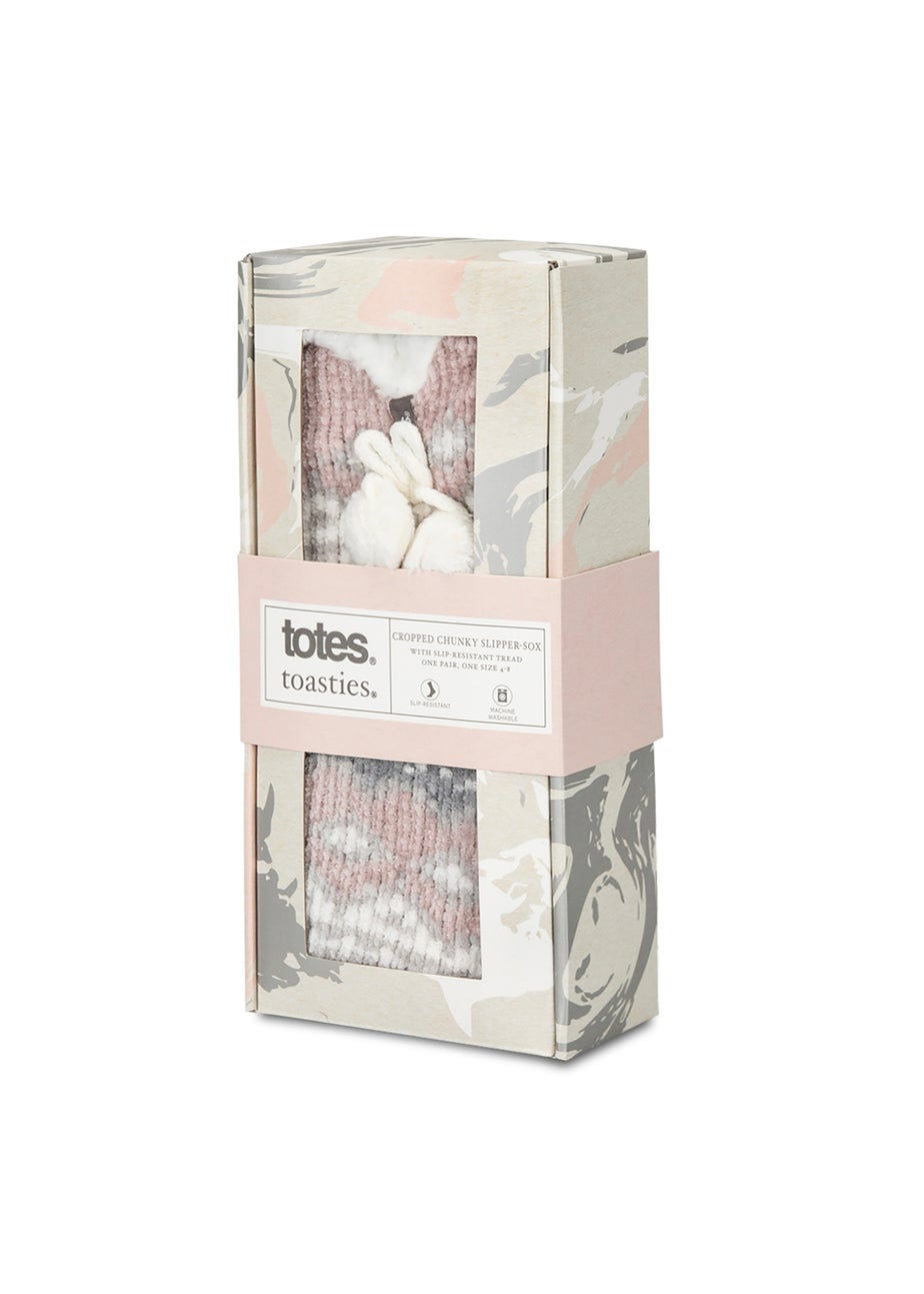 Totes Toasties Ladies Chenille Crop Knitted Slipper Socks