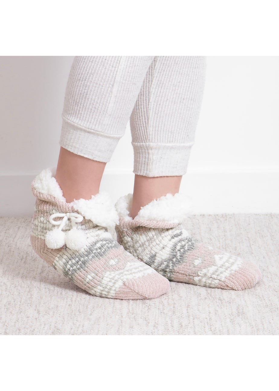 Totes Toasties Ladies Chenille Crop Knitted Slipper Socks