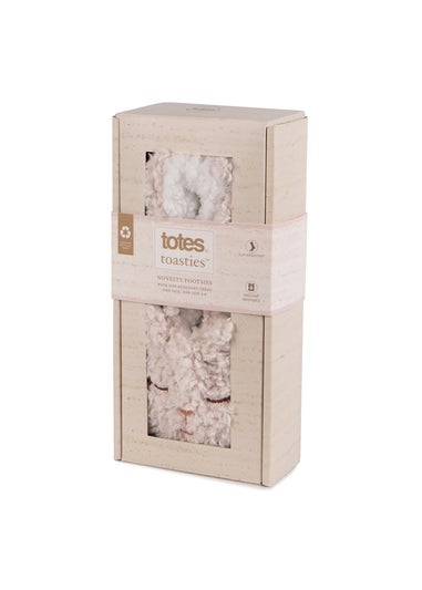 Totes Toasties Ladies Cream Novelty Footsies