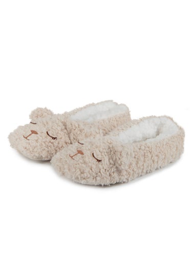 Totes Toasties Ladies Cream Novelty Footsies
