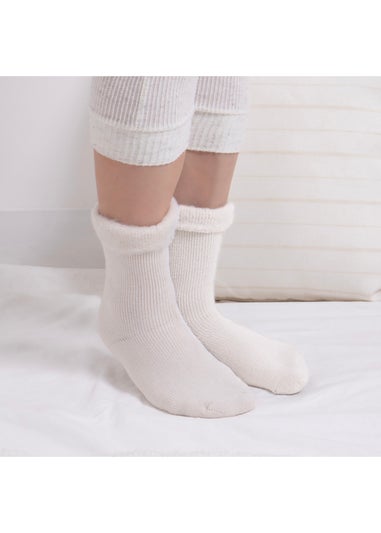 Totes Toasties Ladies Grey Premium Twin Pack Recycled Brushed Thermal Bed Sock