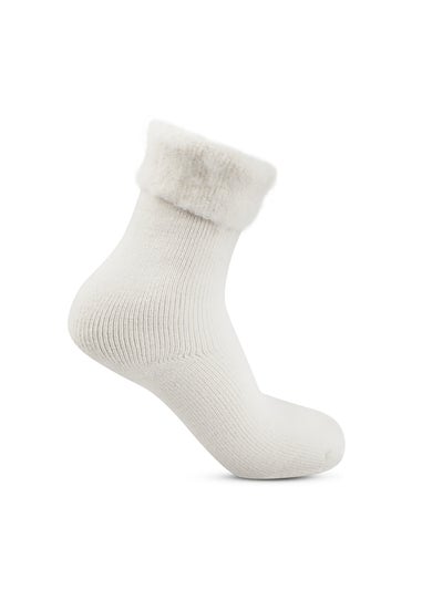 Totes Toasties Ladies Grey Premium Twin Pack Recycled Brushed Thermal Bed Sock