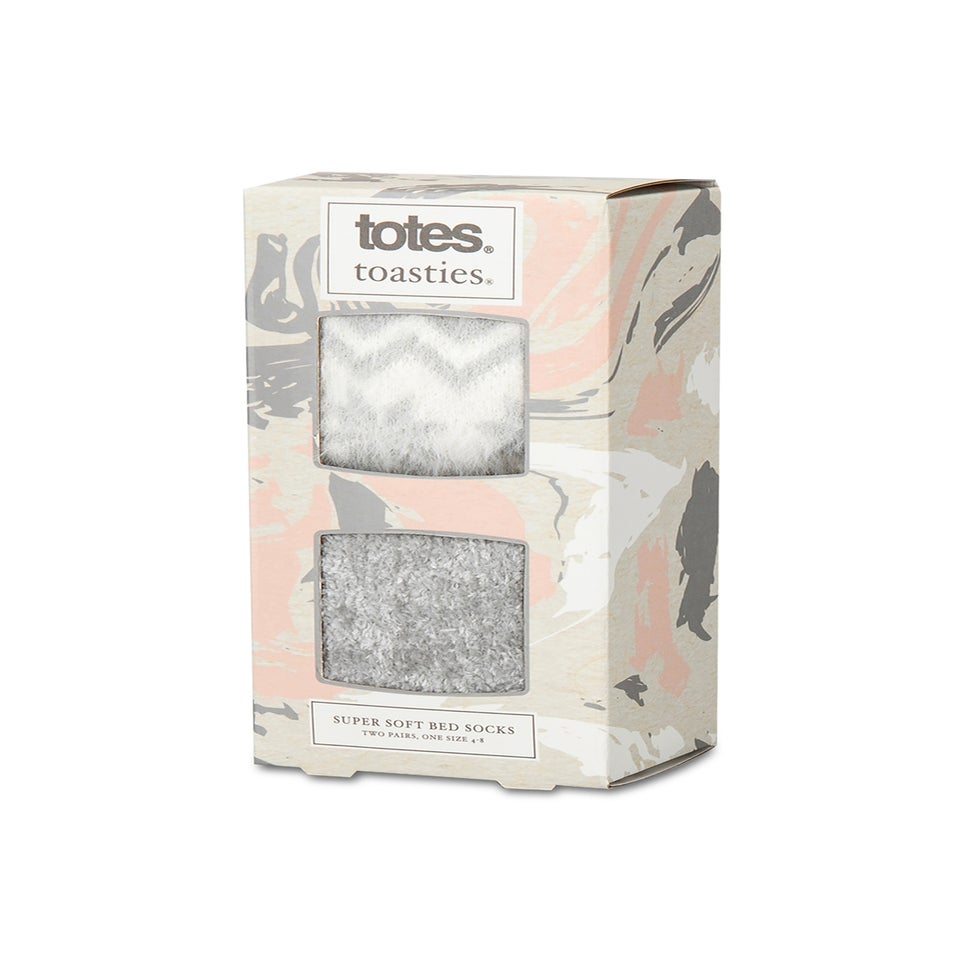 Totes Toasties Ladies Fair Isle & Chenille Supersoft Bed Socks 2 Pack