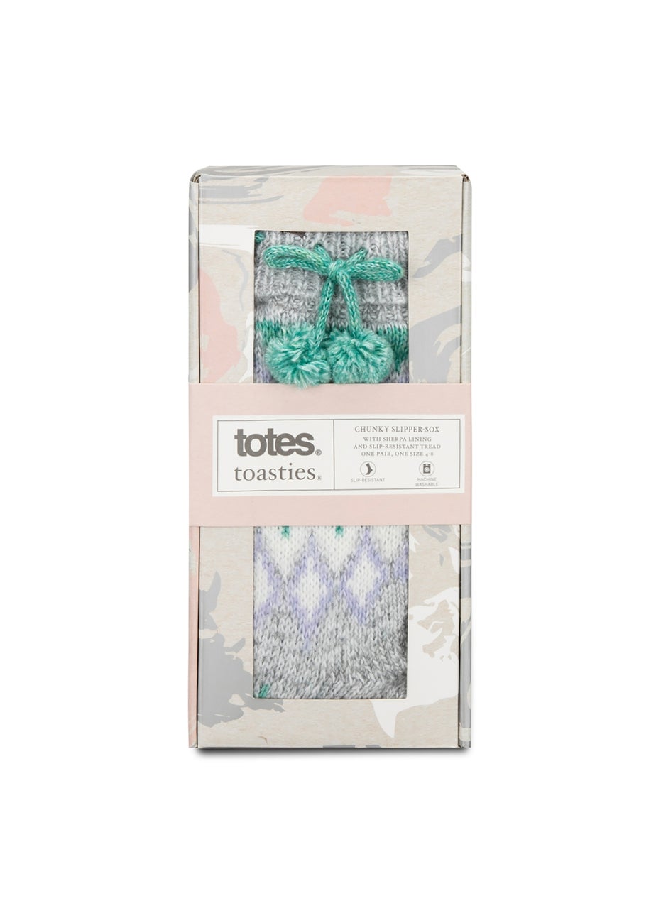 Totes Toasties Ladies Fair Isle Chenille Slipper Socks
