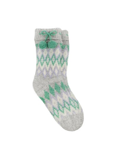 Totes Toasties Ladies Fair Isle Chenille Slipper Socks