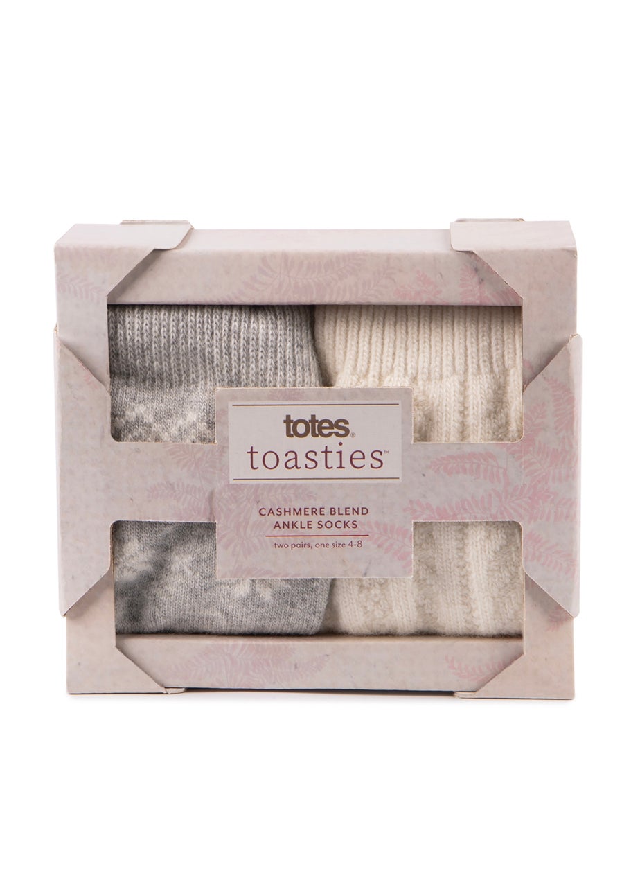 Totes Toasties Ladies Cashmere Blend Ankle Socks 2 Pack
