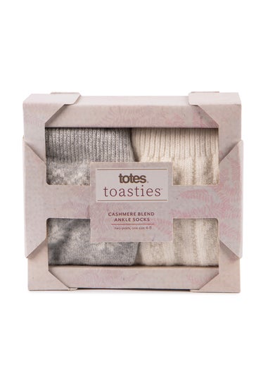 Totes Toasties Ladies Cashmere Blend Ankle Socks 2 Pack