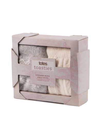 Totes Toasties Ladies Cashmere Blend Ankle Socks 2 Pack