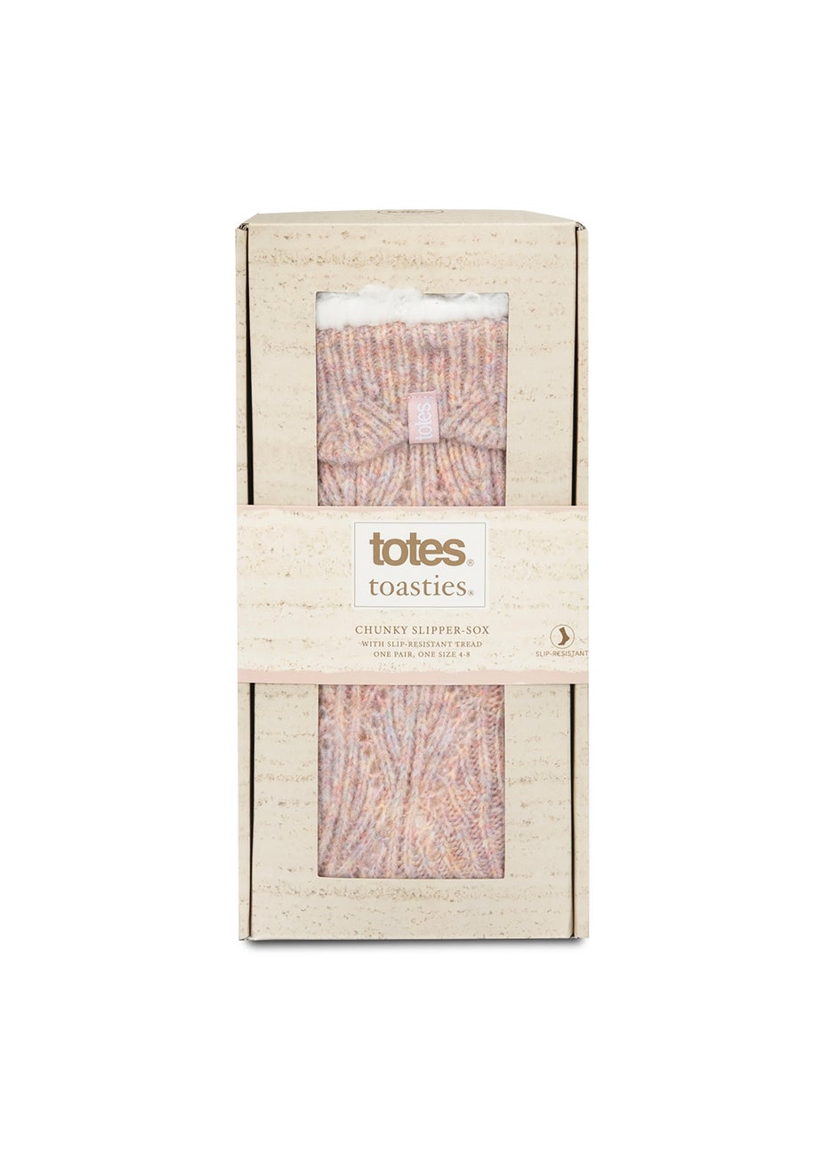 Totes Toasties Pink Ladies Texture Slipper Socks