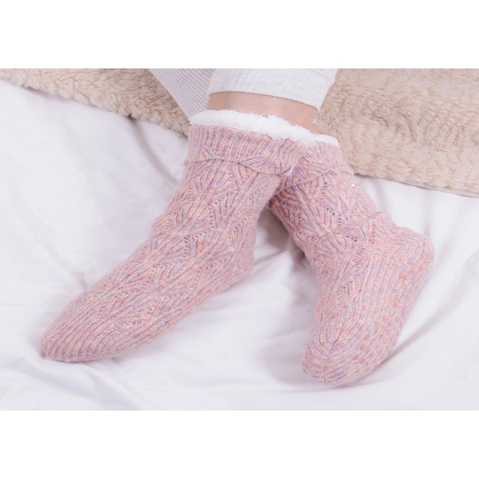 Totes Toasties Pink Ladies Texture Slipper Socks