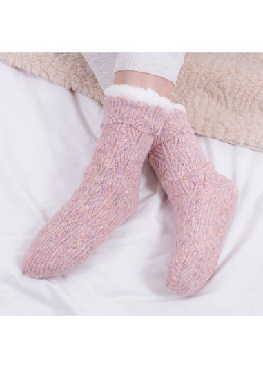 Totes Toasties Pink Ladies Texture Slipper Socks