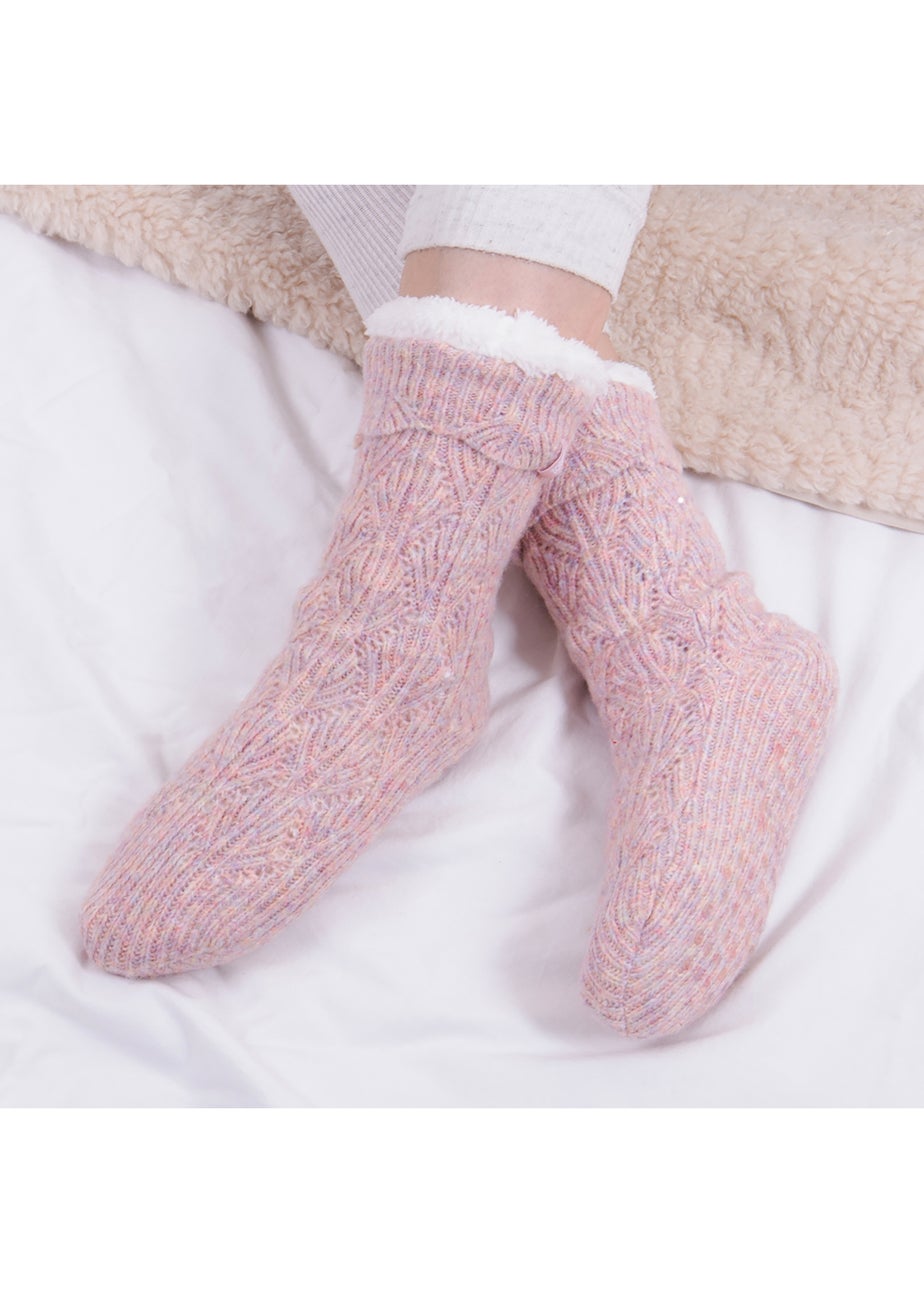 Totes Toasties Pink Ladies Texture Slipper Socks